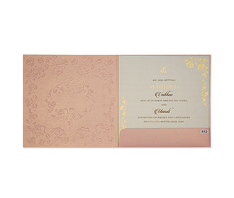 Modern wedding Invitation in pink colour with rose flowers